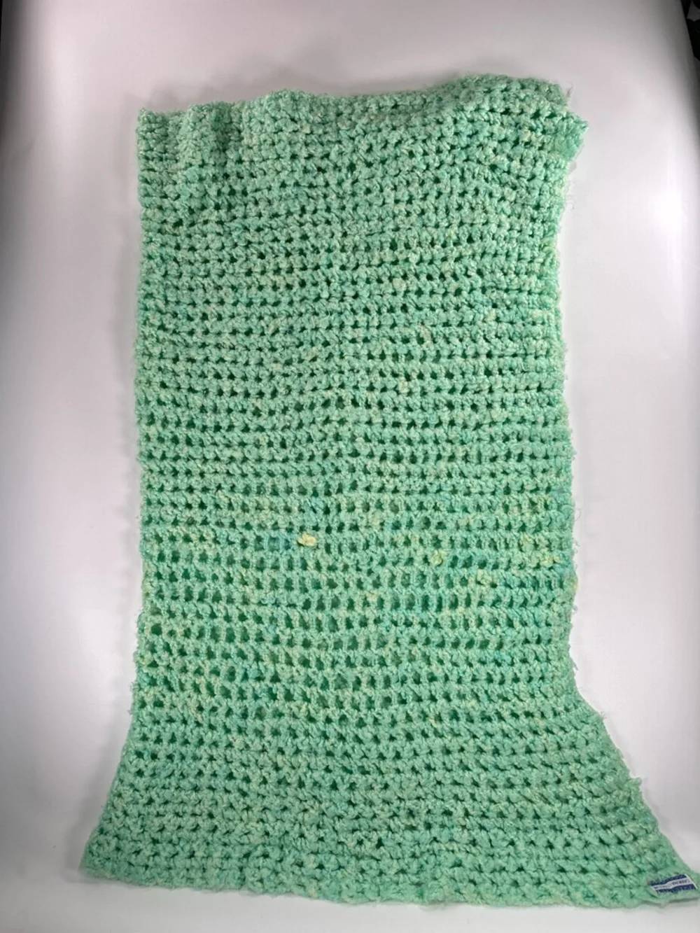 Handmade Mint Green Crochet Afghan Throw 46x44 Grandma Loves Me